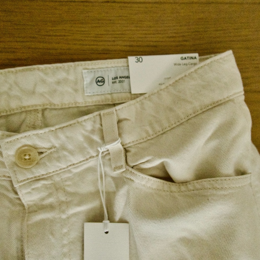 AG Adriano Goldschmied Cream Wide Leg Jeans